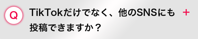 TikTokだけでなく、他のSNSにも投稿できますか？